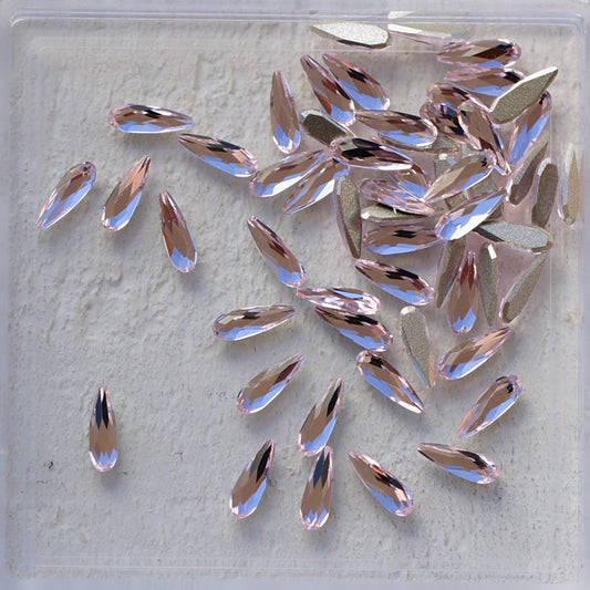 k9 crystal made drop shape flatback rhinestone light rose