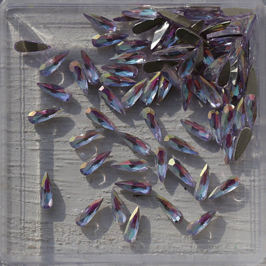 k9 crystal made drop shape flatback rhinestone in violet shine ab color