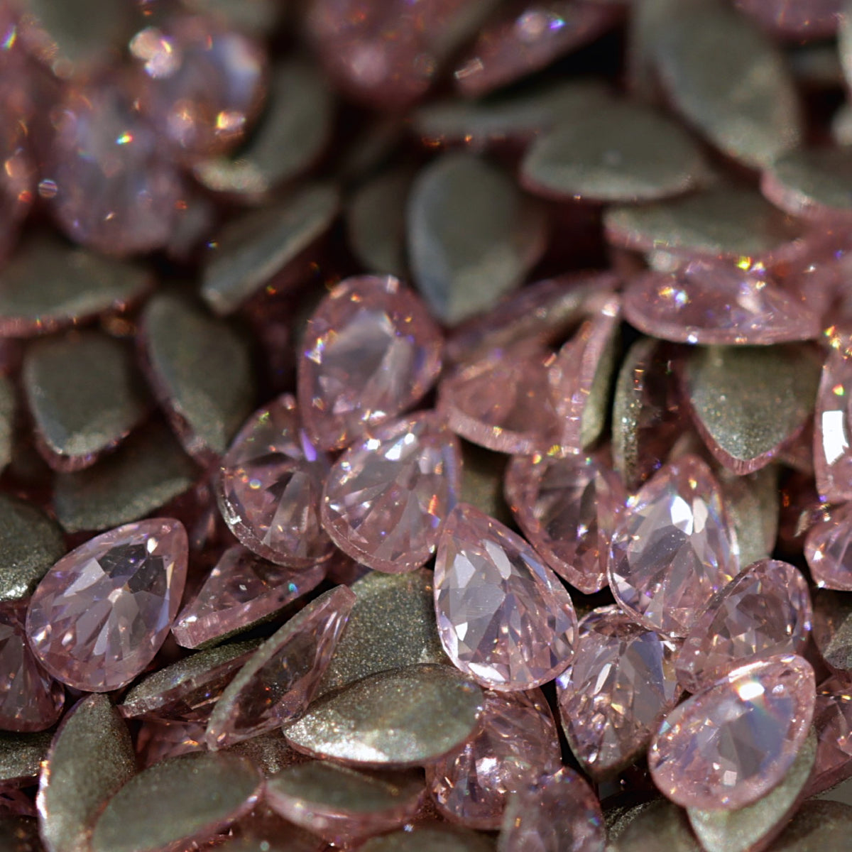 zircon drop shape nail art decoration light rose