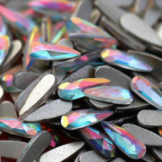 eunails flatback raindrop rhinestone K9 crystal frozen aurora AB color