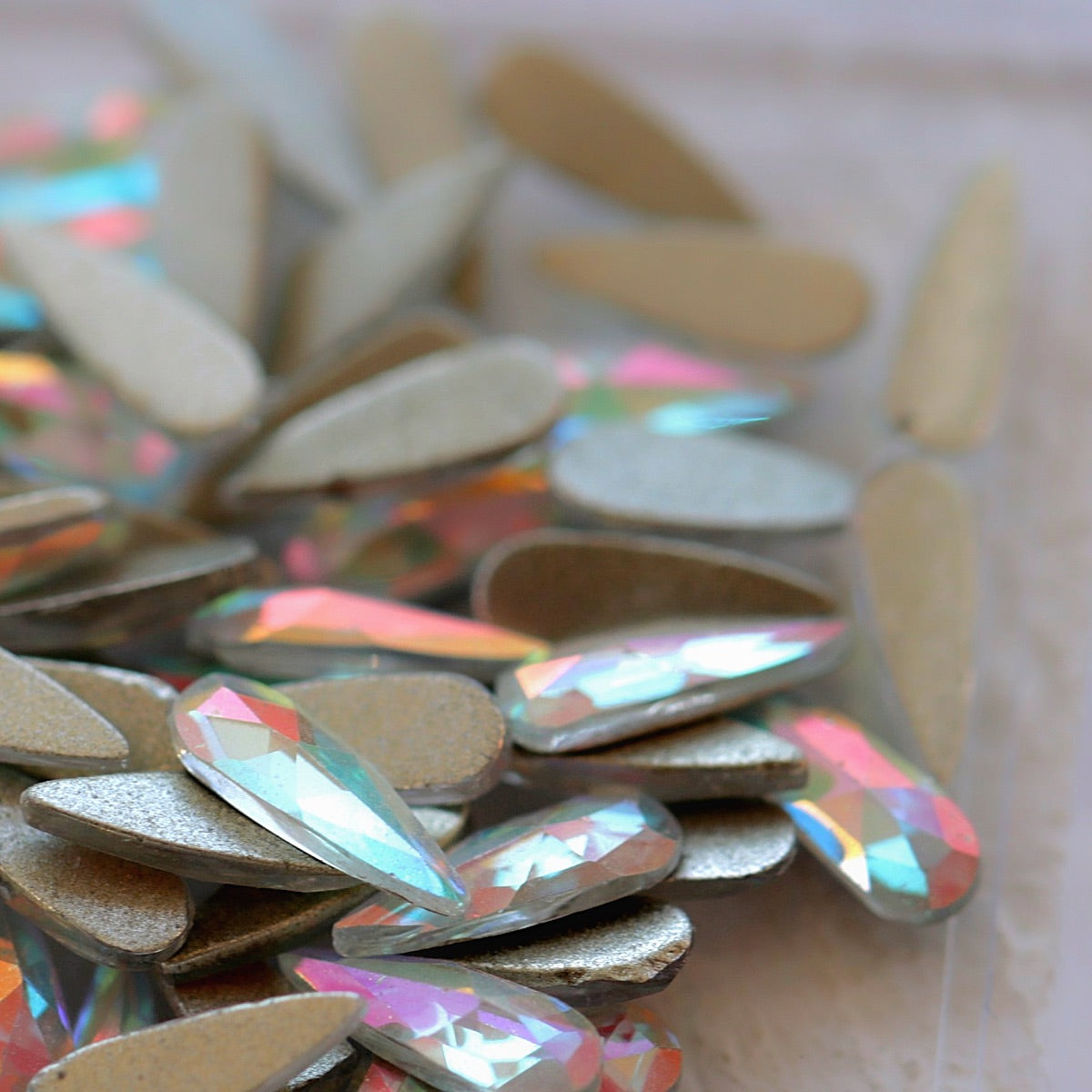 eunails flatback raindrop rhinestone K9 crystal frozen aurora AB color