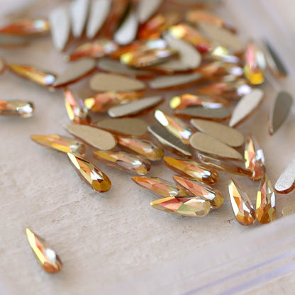 k9 crystal made drop shape flatback rhinestone golden aurora ab