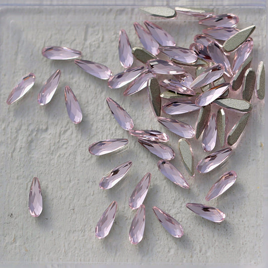 k9 crystal made drop shape flatback rhinestone light rose