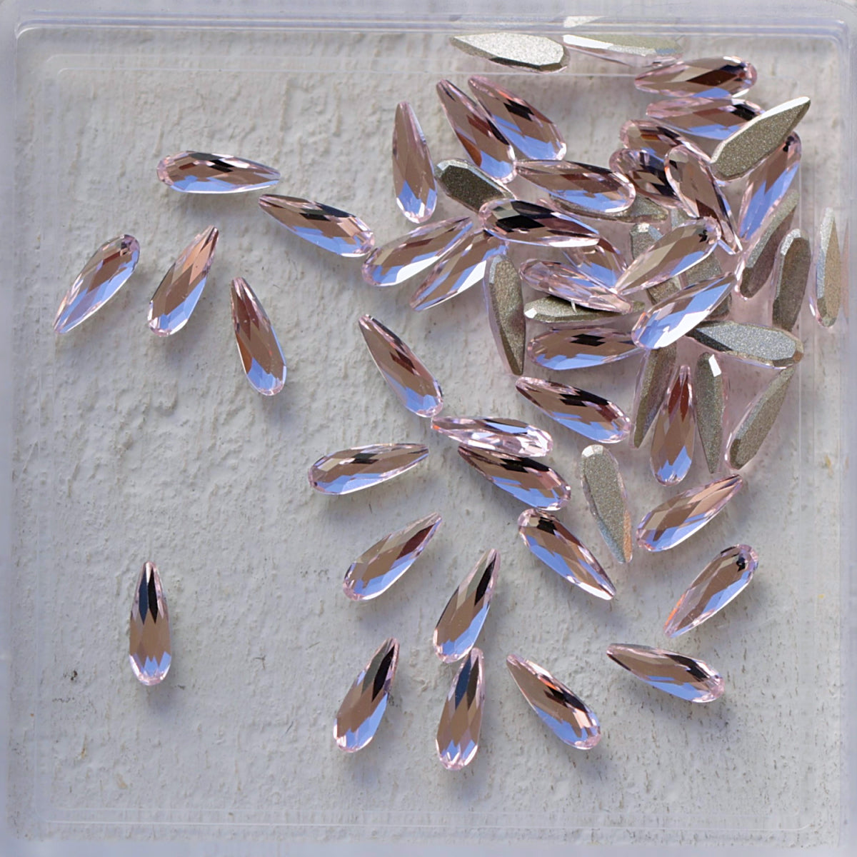 k9 crystal made drop shape flatback rhinestone light rose