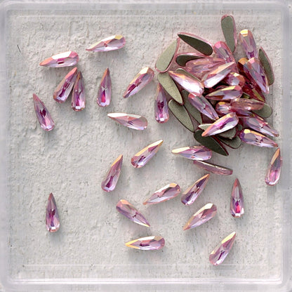 k9 crystal made drop shape flatback rhinestone light rose ab