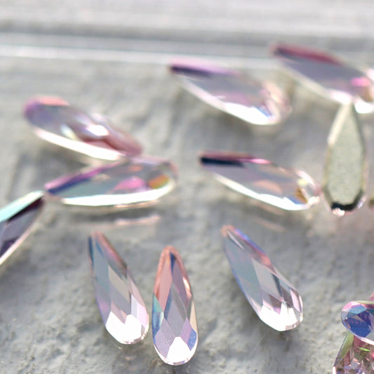 k9 crystal made flatback drop shape rhinestone luminous light rose