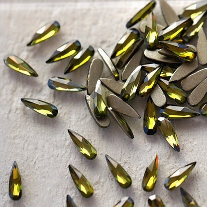 k9 crystal made drop shape flatback rhinestone olivine