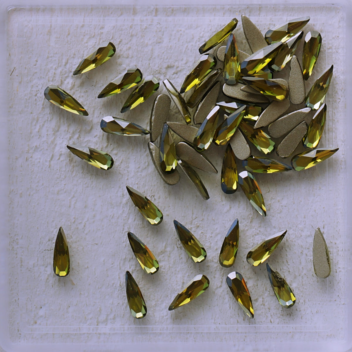 k9 crystal made drop shape flatback rhinestone olivine color