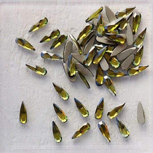 k9 crystal made drop shape flatback rhinestone olivine color