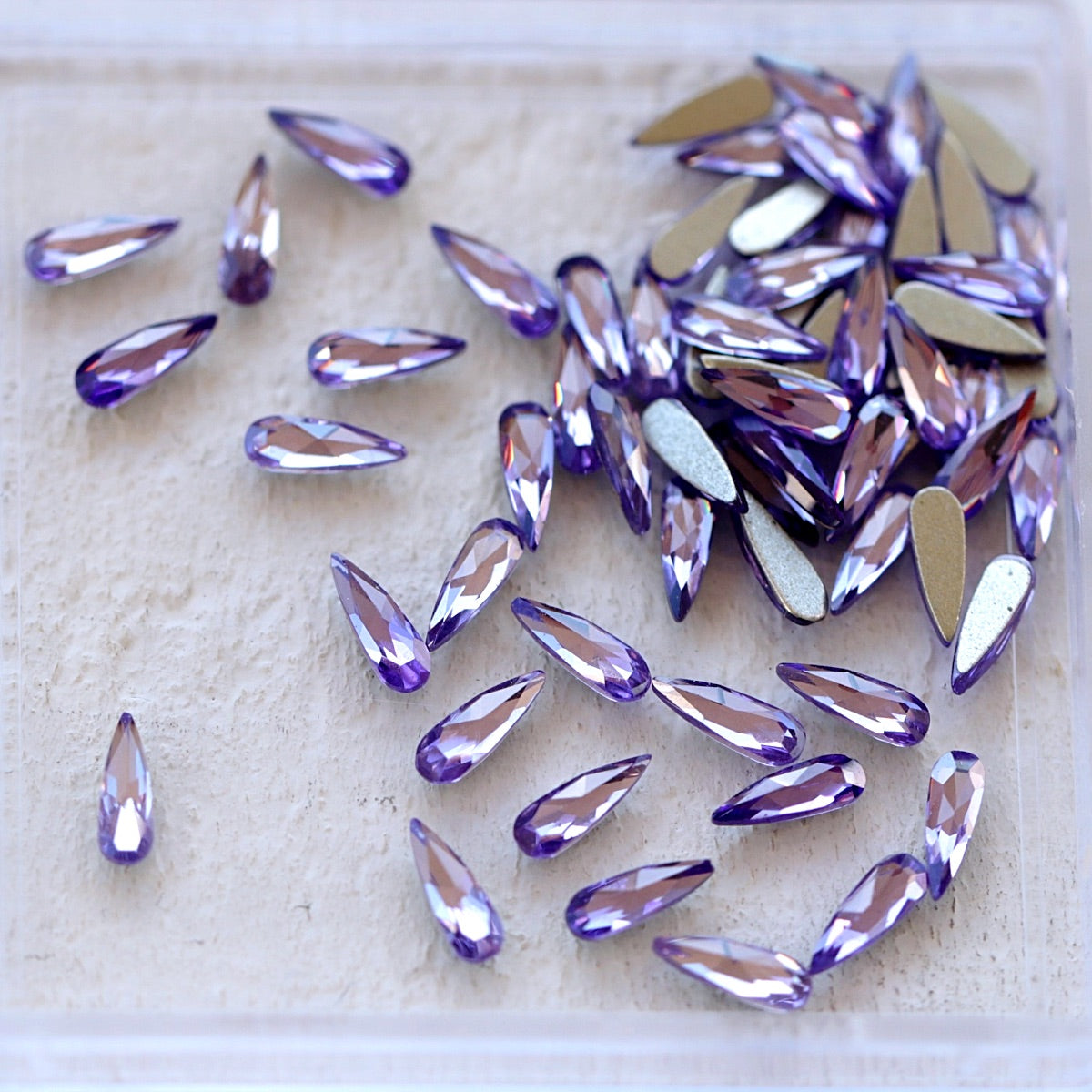 eunails K9 crystal made flatback raindrop shape rhinestone violet shine color