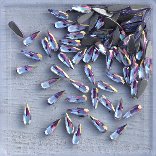 k9 crystal made drop shape flatback rhinestone in violet shine ab color