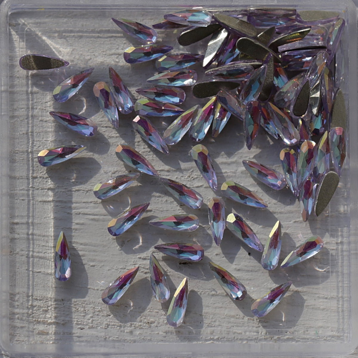 k9 crystal made drop shape flatback rhinestone in violet shine ab color