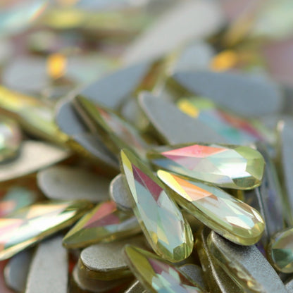 eunails K9 crystal made flatback drop shape rhinestone yellow aurora color