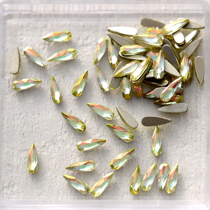 eunails K9 crystal made flatback drop shape rhinestone yellow aurora color