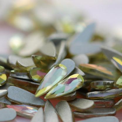 eunails K9 crystal made flatback drop shape rhinestone yellow aurora color