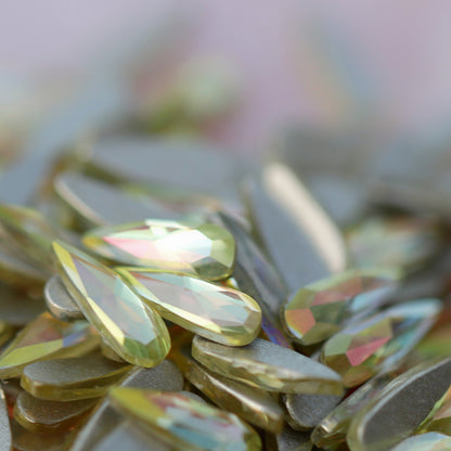 eunails K9 crystal made flatback drop shape rhinestone yellow aurora color