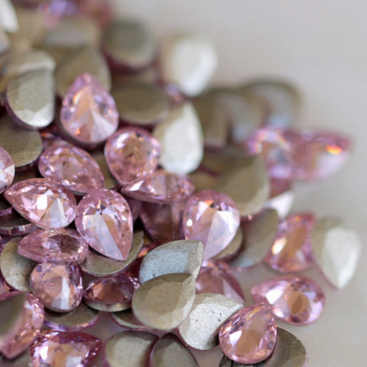 zircon drop shape nail art decoration light rose