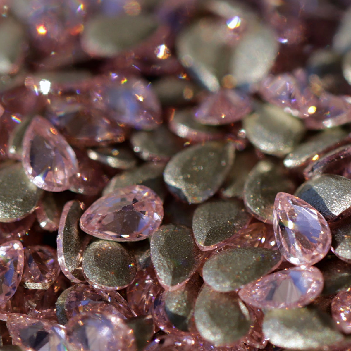 zircon drop shape nail art decoration light rose