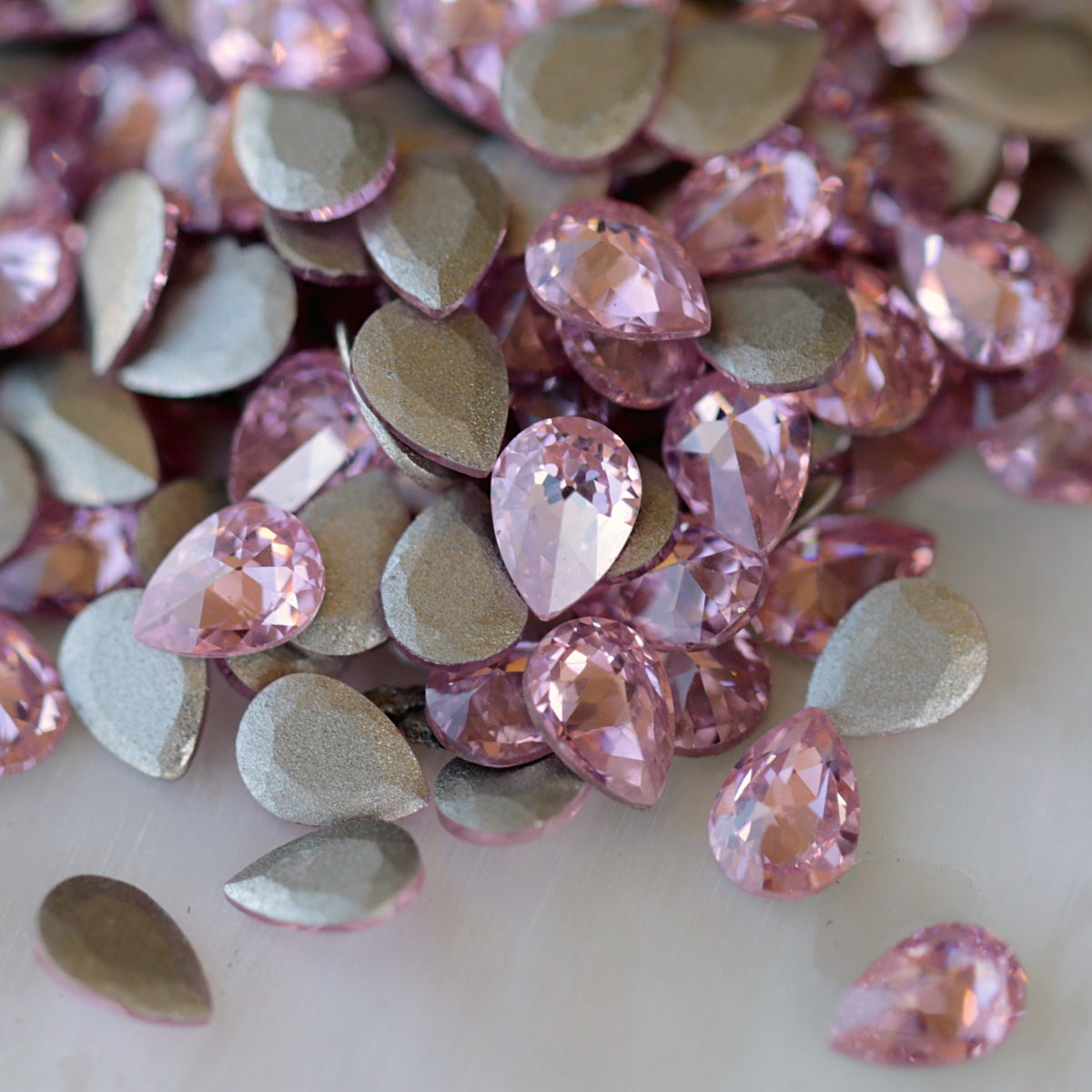 zircon drop shape nail art decoration light rose