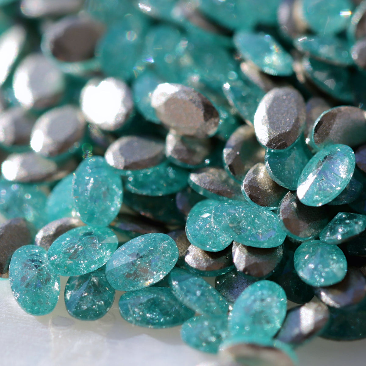 zircon oval shape nail art decoration mint sparkle