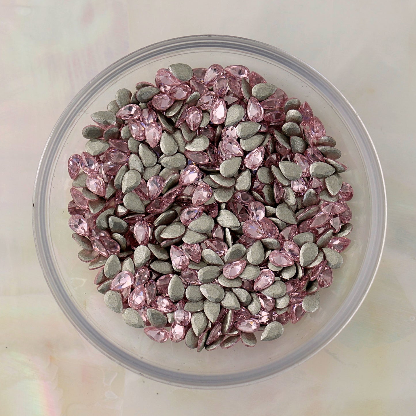 Flatback Zircon Nail Art Decoration Drop Shape Light Rose