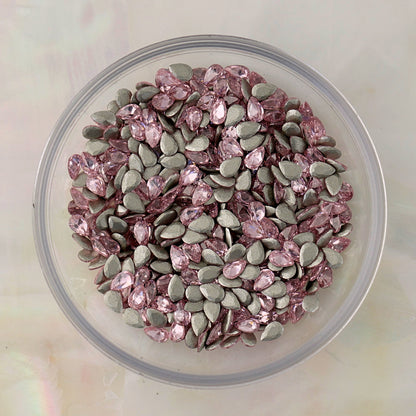 Flatback Zircon Nail Art Decoration Drop Shape Light Rose