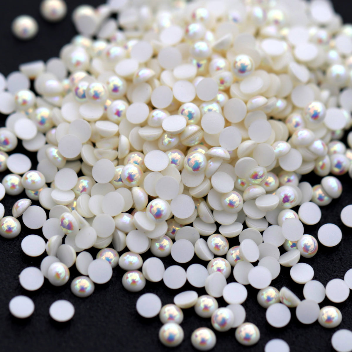 Half Pearl Beads Nail Decoration White AB