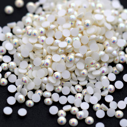 Half Pearl Beads Nail Decoration White AB
