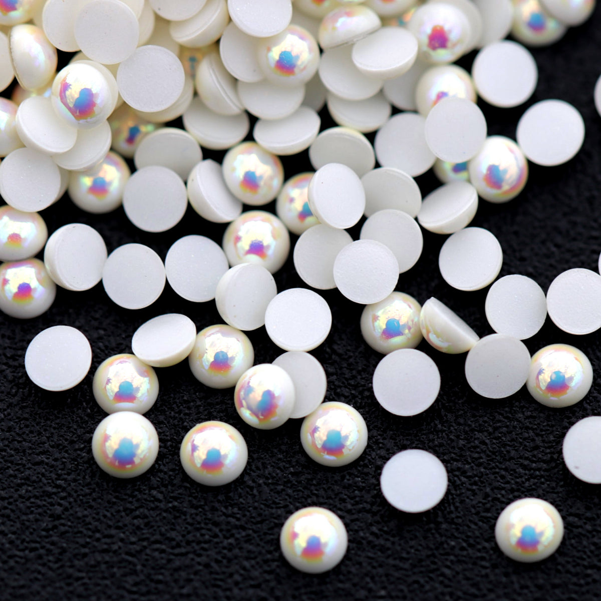 Half Pearl Beads Nail Decoration White AB