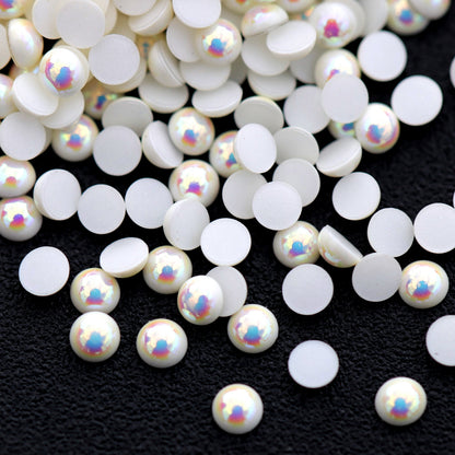 Half Pearl Beads Nail Decoration White AB