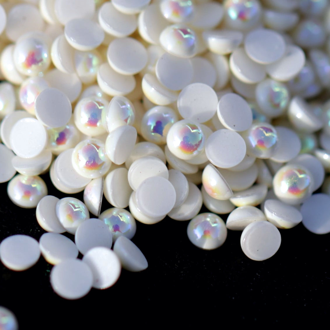 Half Pearl Beads Nail Decoration White AB