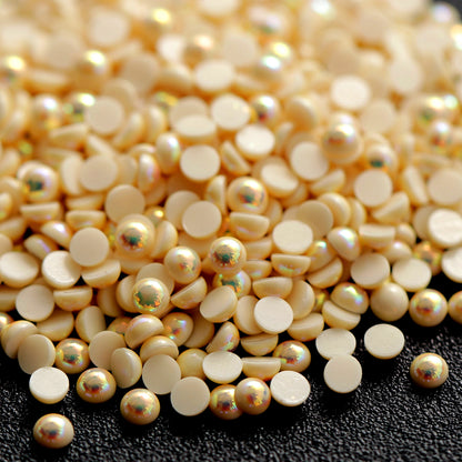 Half Pearl Beads Nail Decoration Ecru AB