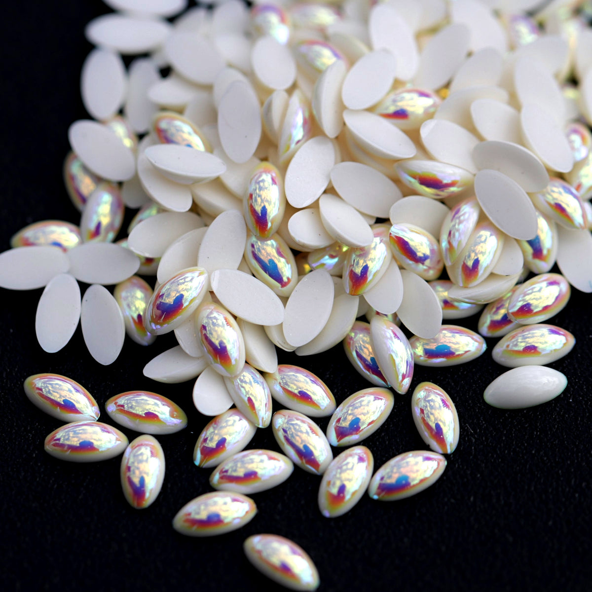 Half Pearl Beads Nail Art Decoration Marquise AB