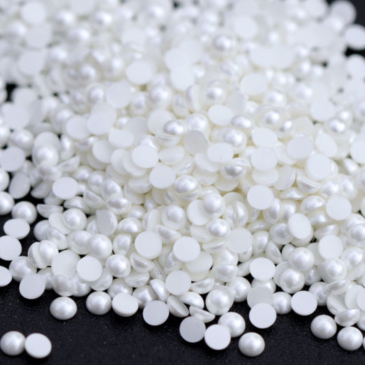 Half Pearl Beads Nail Decoraton Snow Whte