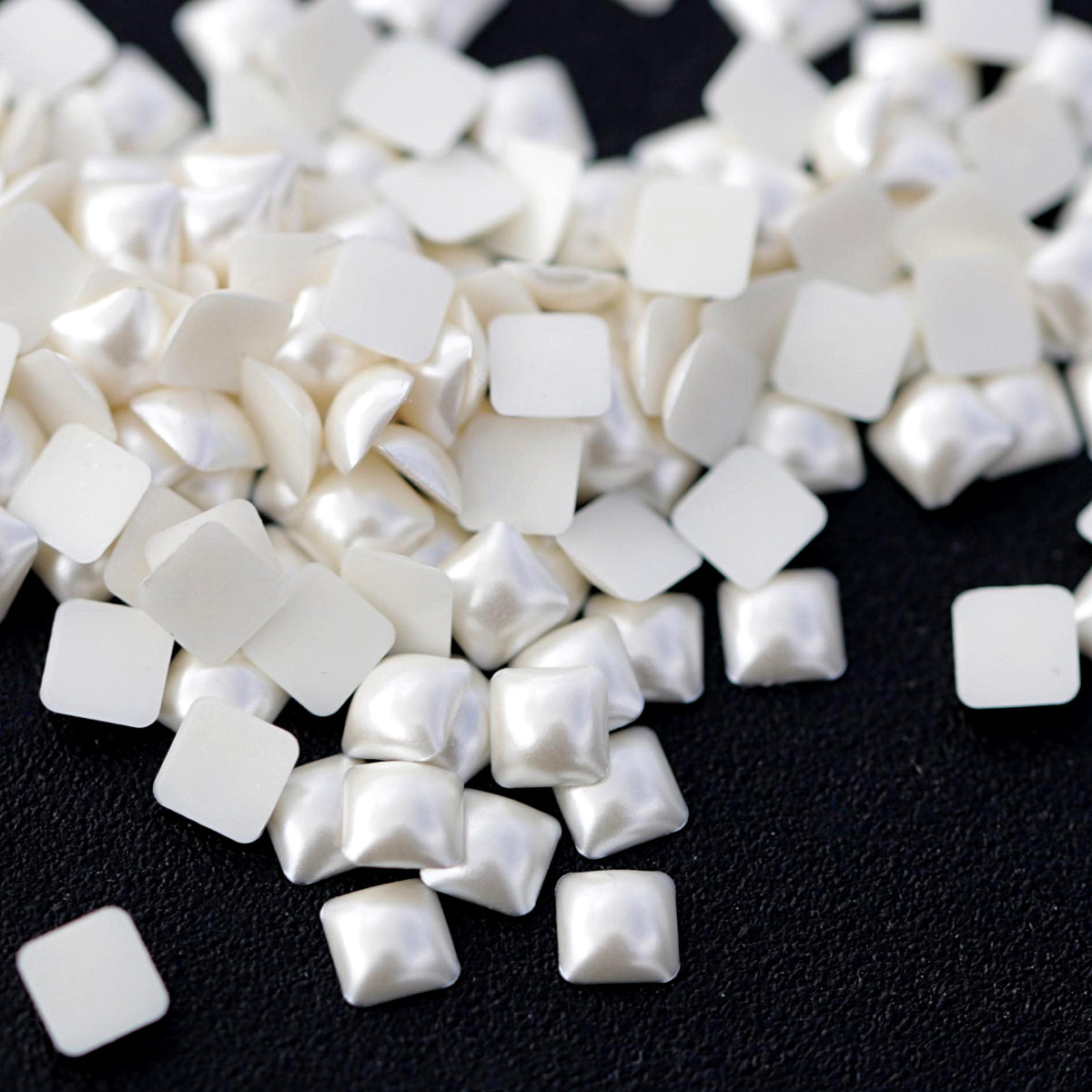 Half Pearl Beads Nail Art Decoration Square White