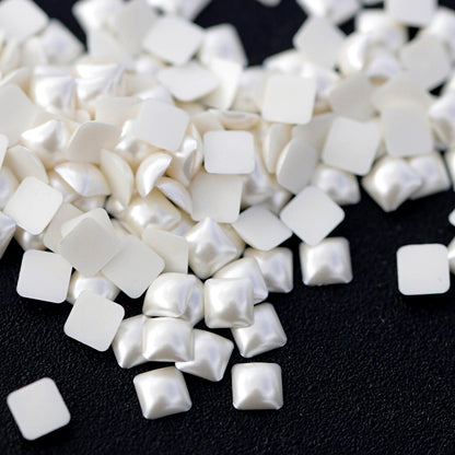 Half Pearl Beads Nail Art Decoration Square White