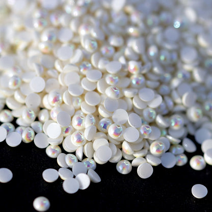 Half Pearl Beads Nail Decoration White AB