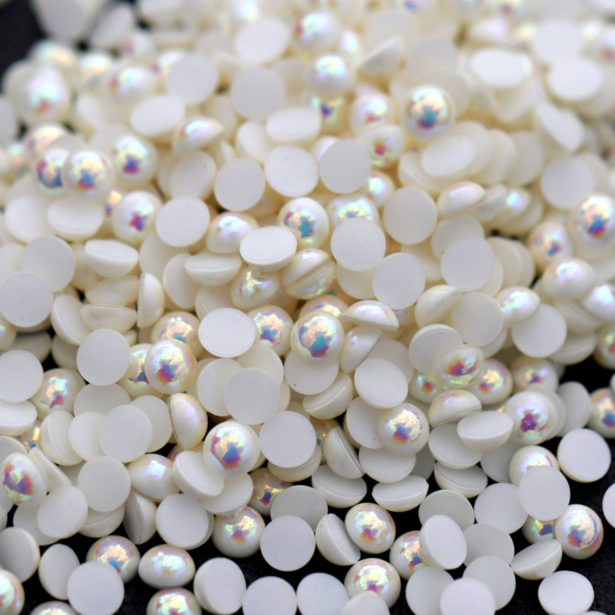 Half Pearl Beads Nail Decoration White AB