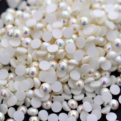 Half Pearl Beads Nail Decoration White AB