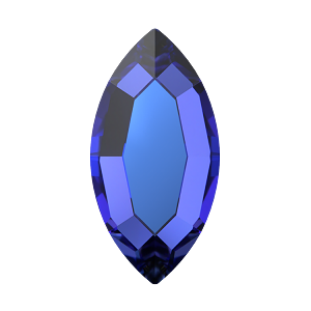Swarovski 2200 Navette Crystal Heliotrope marquise-shaped flatback crystal, featuring rich purple facets with pinkish undertones and elegant pointed silhouette on transparent background