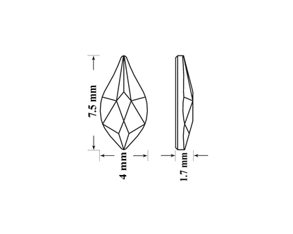 swarovski crystal rhinestone flame shape light sapphire shimmer color 2205 cut