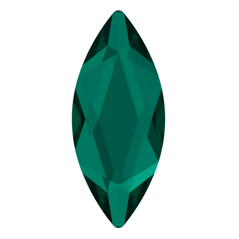 swarovski flatback crystal rhinestone marquise shape emerald color 2201 cut